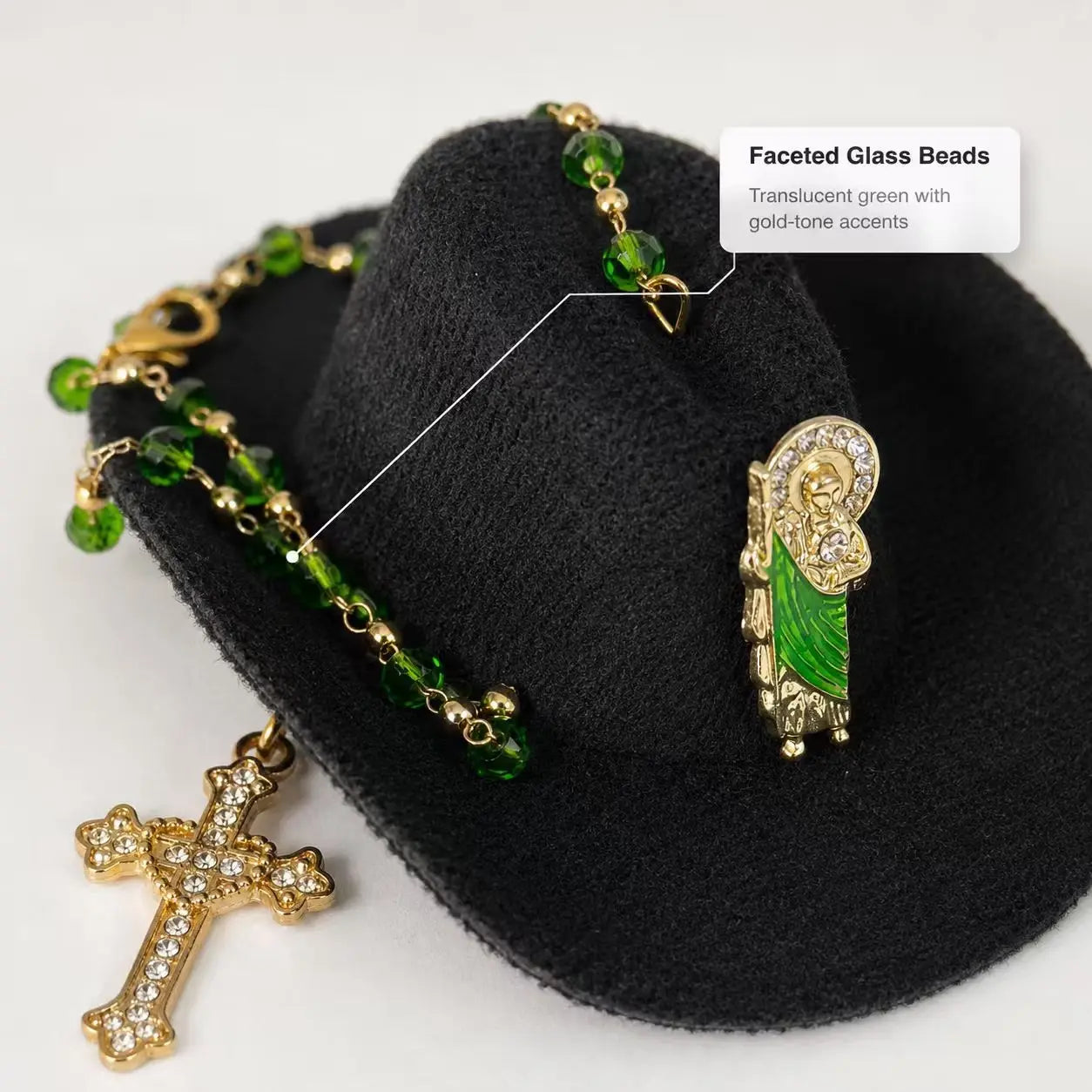 St. Jude Car Blessing Charm. Handmade Protection Gift Decoration, Black Sombrero Car Ornament Car Trinkets