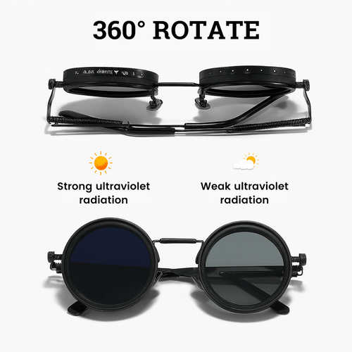 🔥49% Off🔥Adjustable Tint Rounded Polarized Lenses Retro Sunglasses