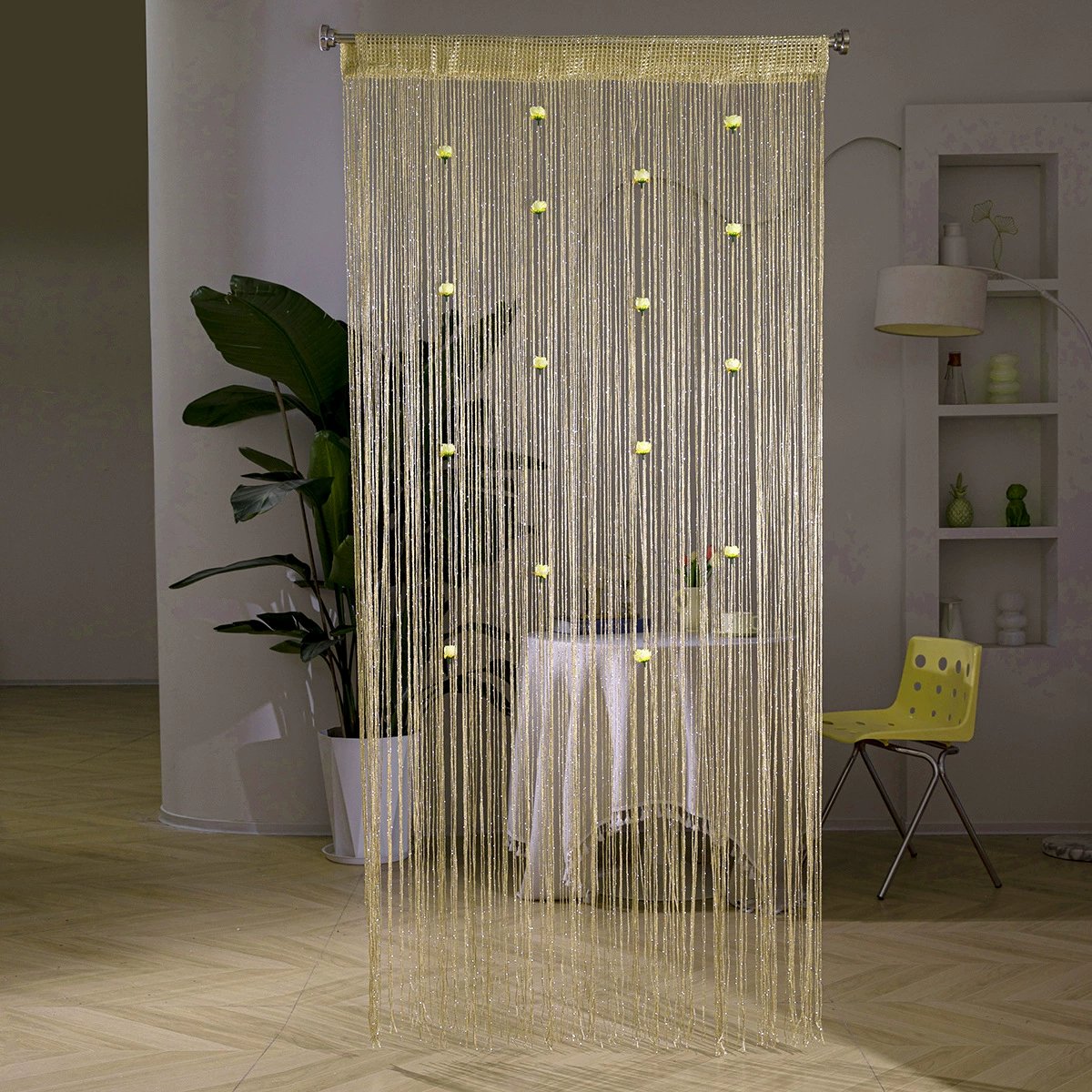 🌹🚪Sparkling Rose Flower String Curtain(2m/78.74" high x 1m/39.3" wide)