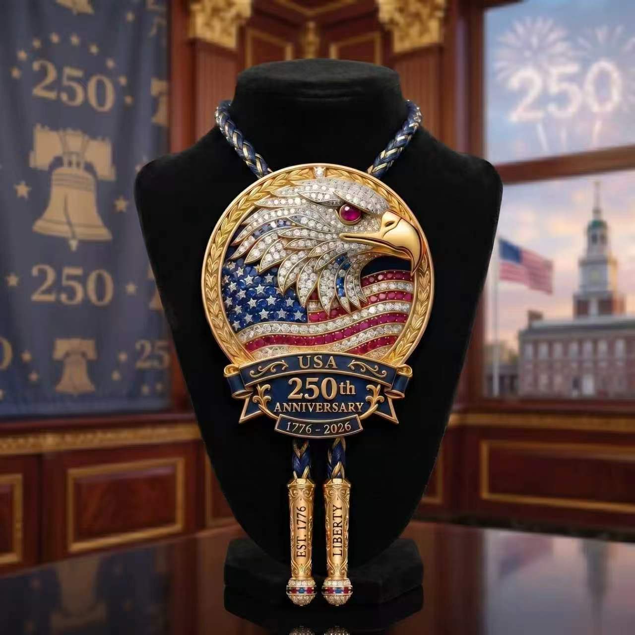 🎁🎉Only $24.99 This Week🌟🎉USA 250th Anniversary Eagle Bolo Tie
