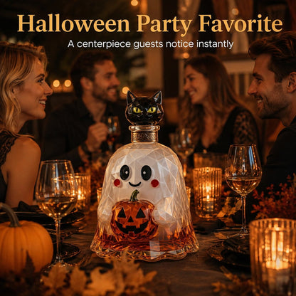 🔥HOT SALE🔥Ghost Pumpkin Halloween Decanter 🎃 Spooky Glass Whiskey Bottle
