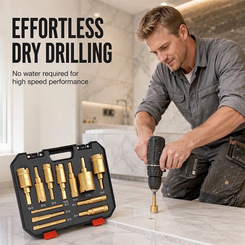 ⏰12-Piece Dry Diamond Tile Hole Saw Kit (6-35mm)