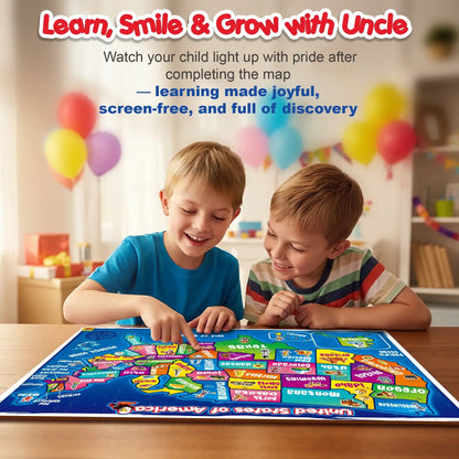 🧩103 Piece USA Map Puzzle for Kids Ages 4-8 - 18x24 Large Floor Puzzle