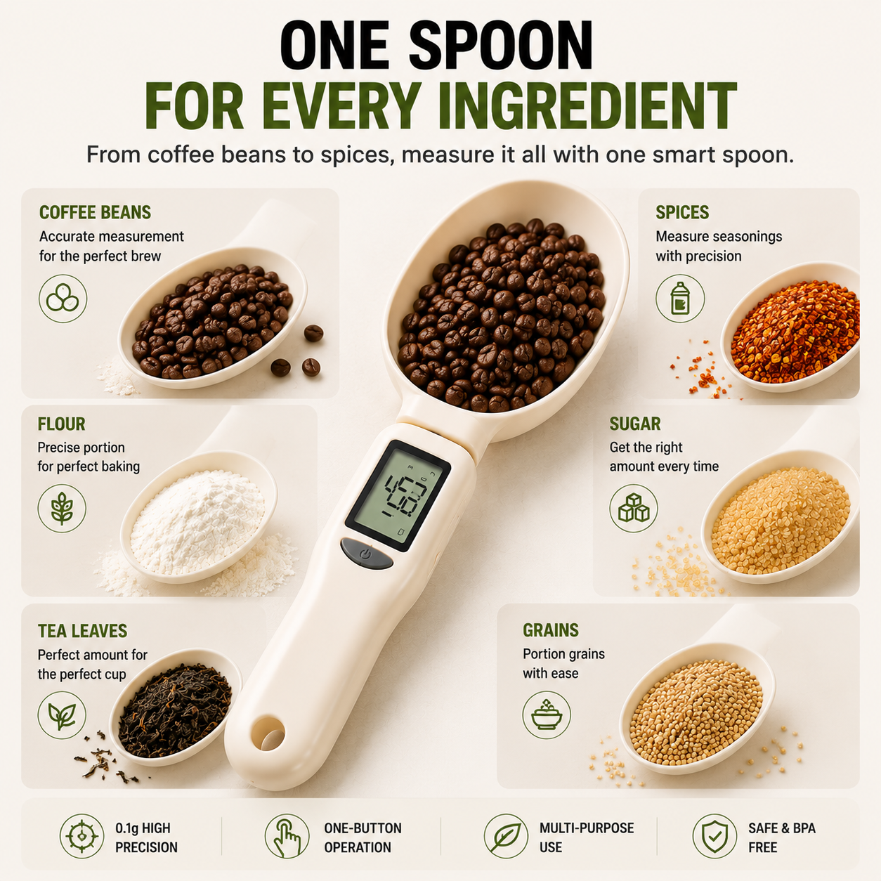 🥄 Smart Digital Measuring Spoon Scale – Precision Kitchen Weight Spoon for Baking, Cooking & Meal Prep