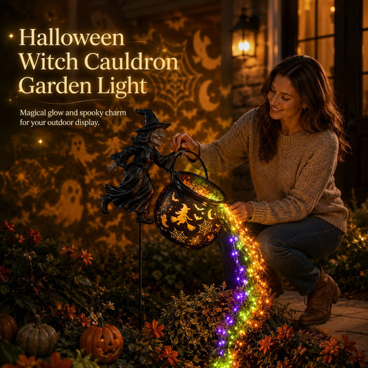 Halloween Witch Cauldron Garden Light