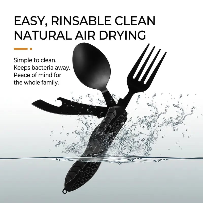 🍴 4-in-1 Detachable Folding Camping Utensil Set