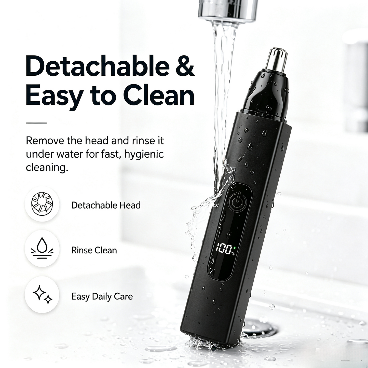 Professional LED Display Nose & Ear Trimmer, Painless Travel Gifts for Men Women
