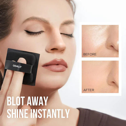 💝Black Magnet Oil Blotting Setting Sheet With Powder More Control Oil Keep Fresh 2 IN 1 Blotting Sheet