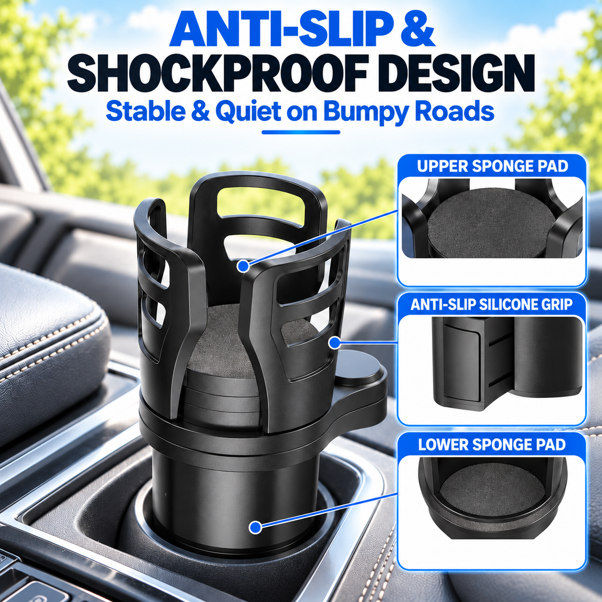 Multi-Function 2-in-1 Car Cup Holder & Expandable Drink Organizer 🥤