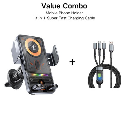 🎉LAST DAY SALE 50% OFF⚡50K+ SOLD 📱Smart 2-in-1 Car Rotating Mobile Phone Holder & Wireless Charger⚡