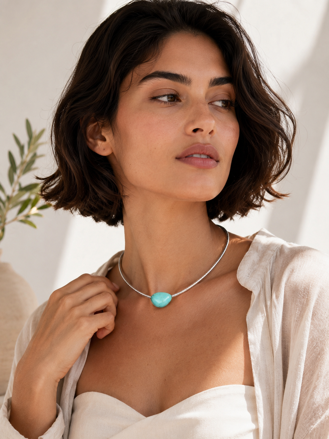 Beaded Turquoise Nugget Necklace