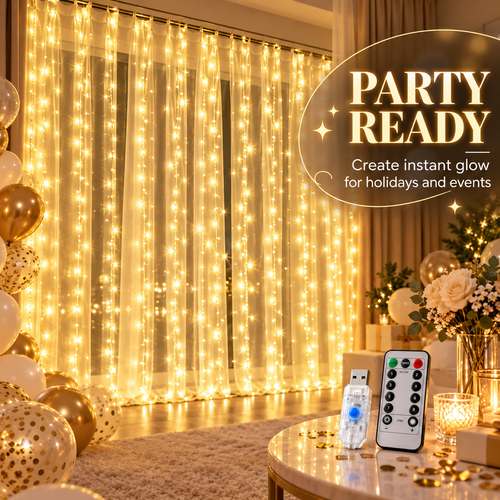 Cascading Starry Window Curtain Lights for Bedroom & Party