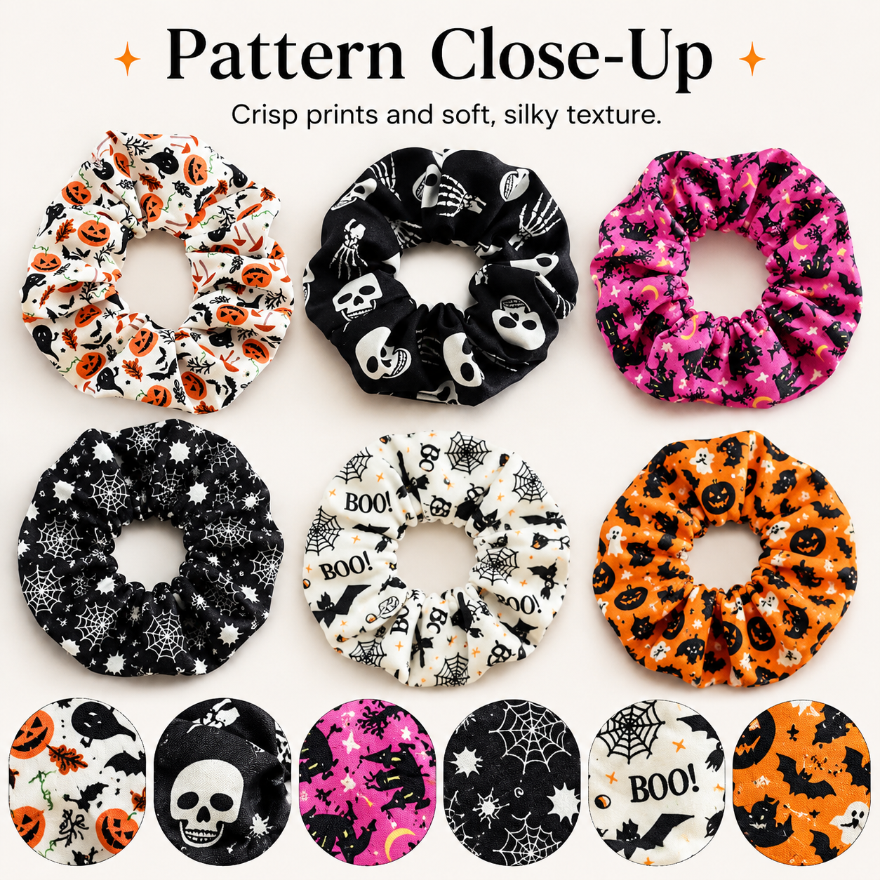 🎃 Hand-Illustrated Halloween Scrunchie Collection