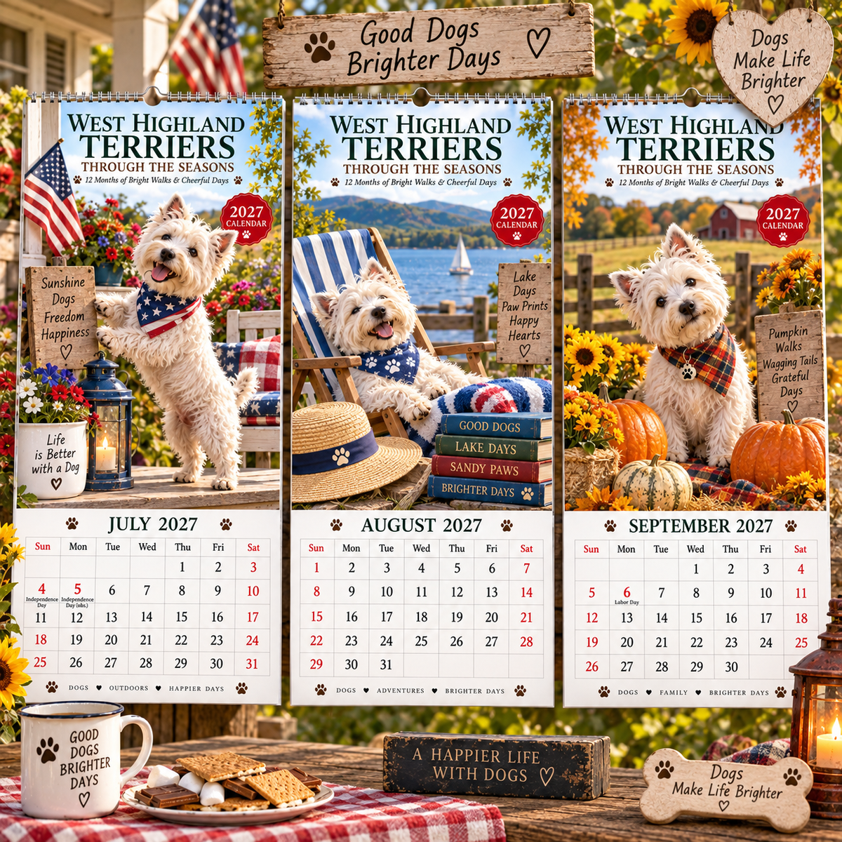 ✨🌲2027 West Highland Terriers Through The Seasons Calendar🐶