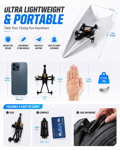 Up RC Paper Airplane Kit with Gyro Stabilizer – DIY Electric Remote Control Plane with Dual Propellers, Lightweight Foldable Flying STEM Toy