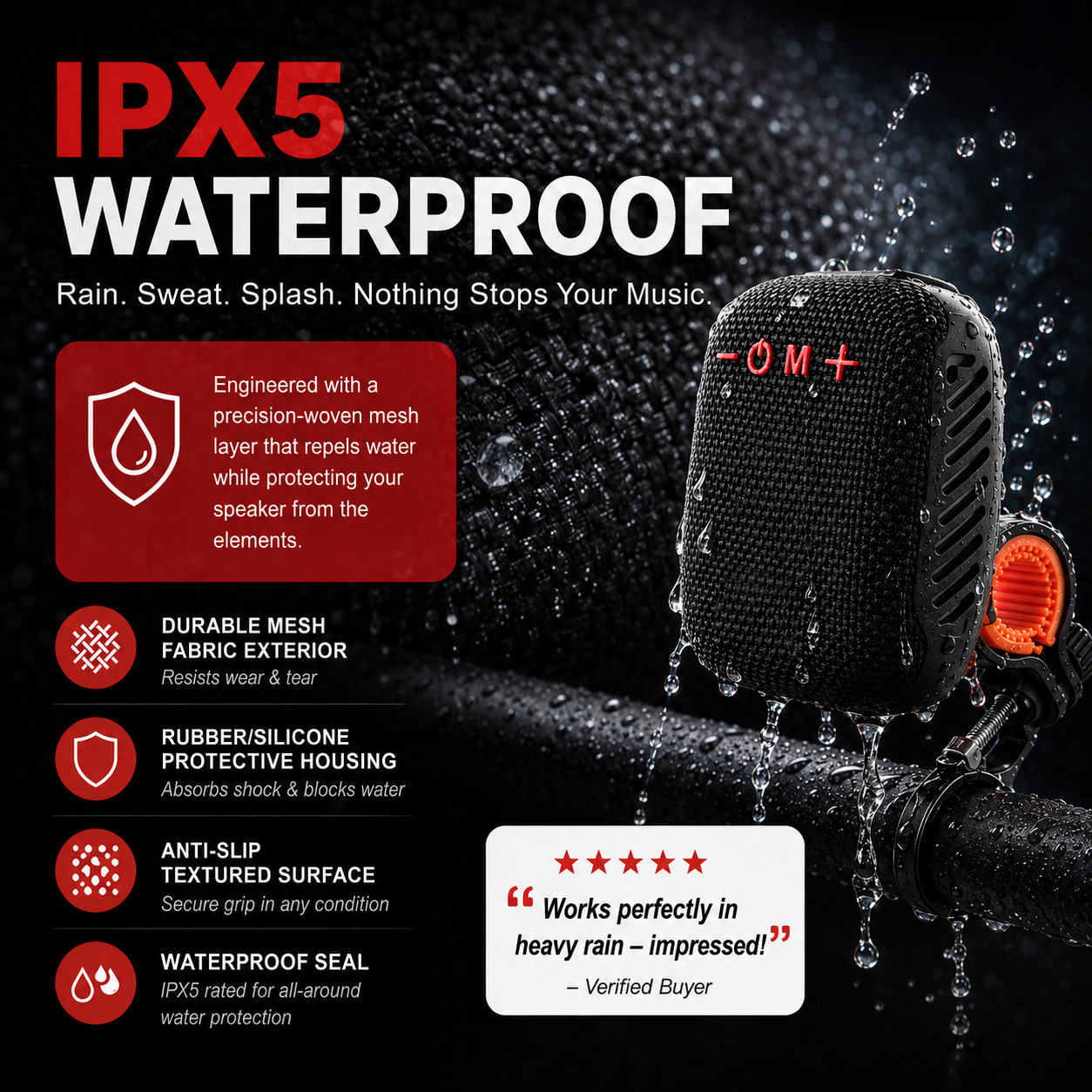 Waterproof Bicycle Bluetooth Speaker with Mounting Bracket