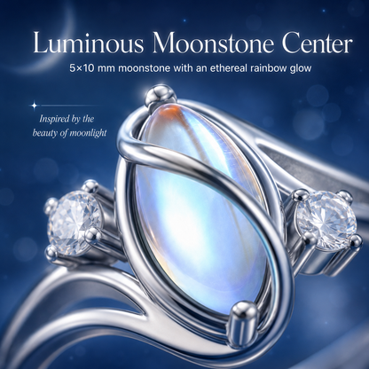 💍925 Sterling Silver Rainbow Moonstone Ring