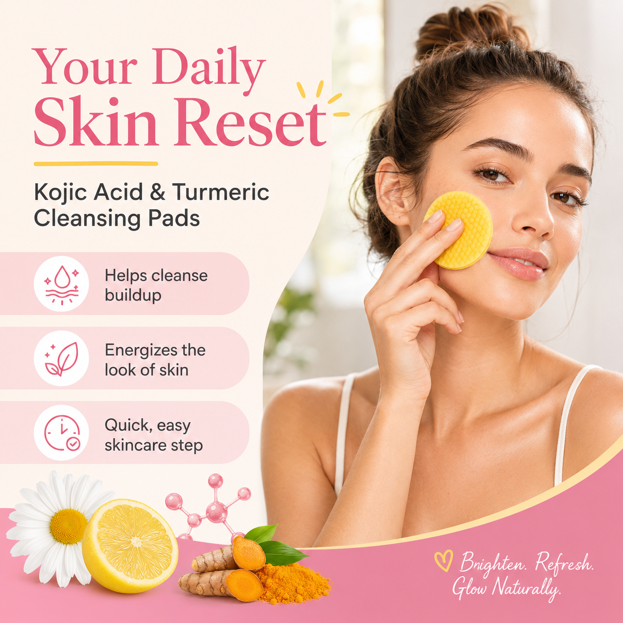 💖Visible brightening✨Turmeric & Kojic Acid Cleansing Pads-40pcs