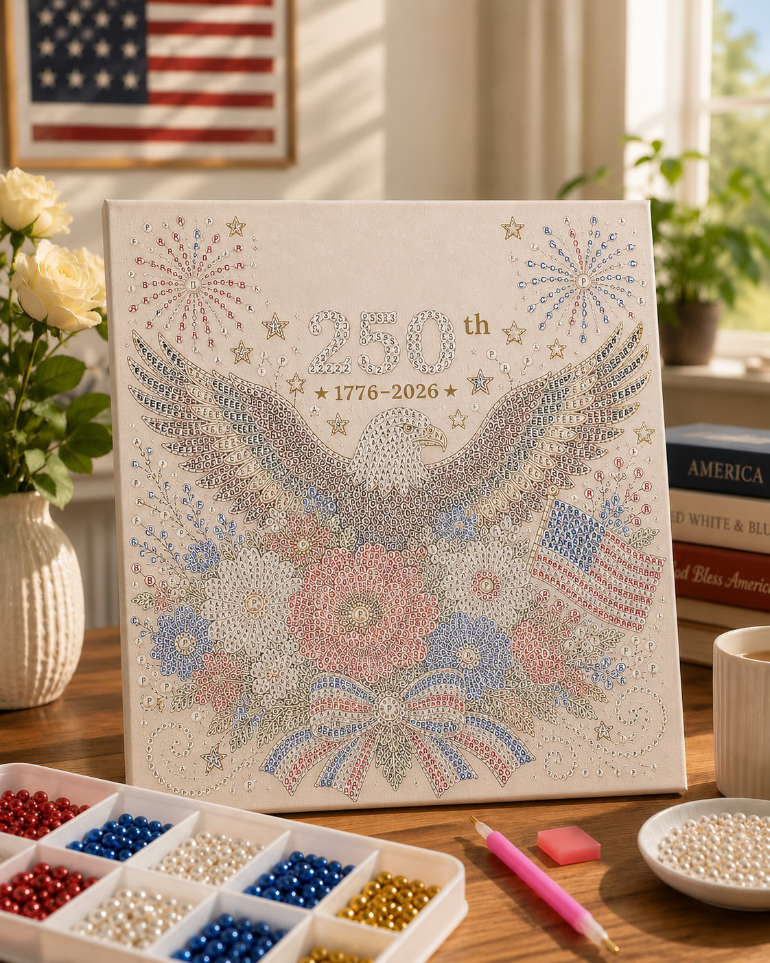 🇺🇸 USA 250th Anniversary DIY Pearl Painting Kit ✨❤️‍🔥