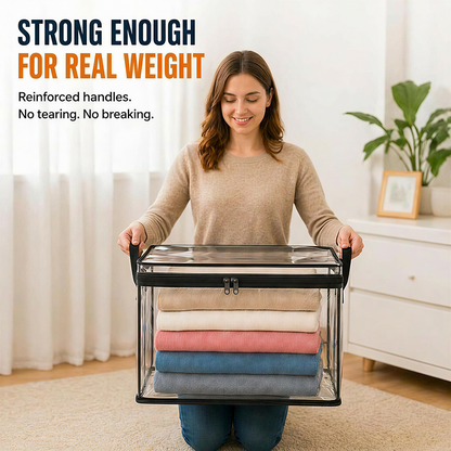 🔥Last Day 49% OFF📦Portable Large Heavy-Duty Thick Plastic Clear Storage Box with Hinged Lid | Home, Travel & Camping