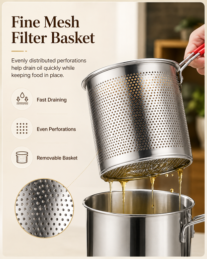 🍳Stainless Steel Deep Fryer Set - 1-Person Mini Pot with Fry Pot, Filter Basket & Food Clip