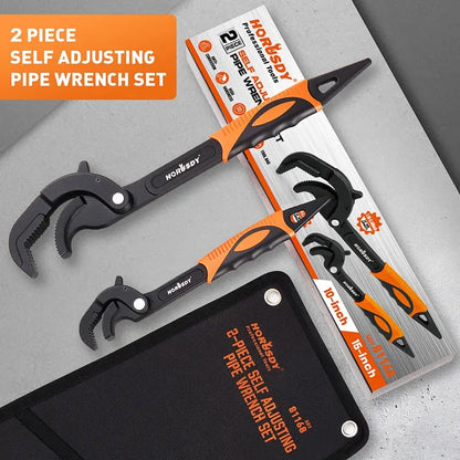 🛠️10′′ & 15′′ Self-Adjusting Pipe Wrench Set – Heavy Duty for Plumbing, HVAC, Nuts, Pipes & Fixtures