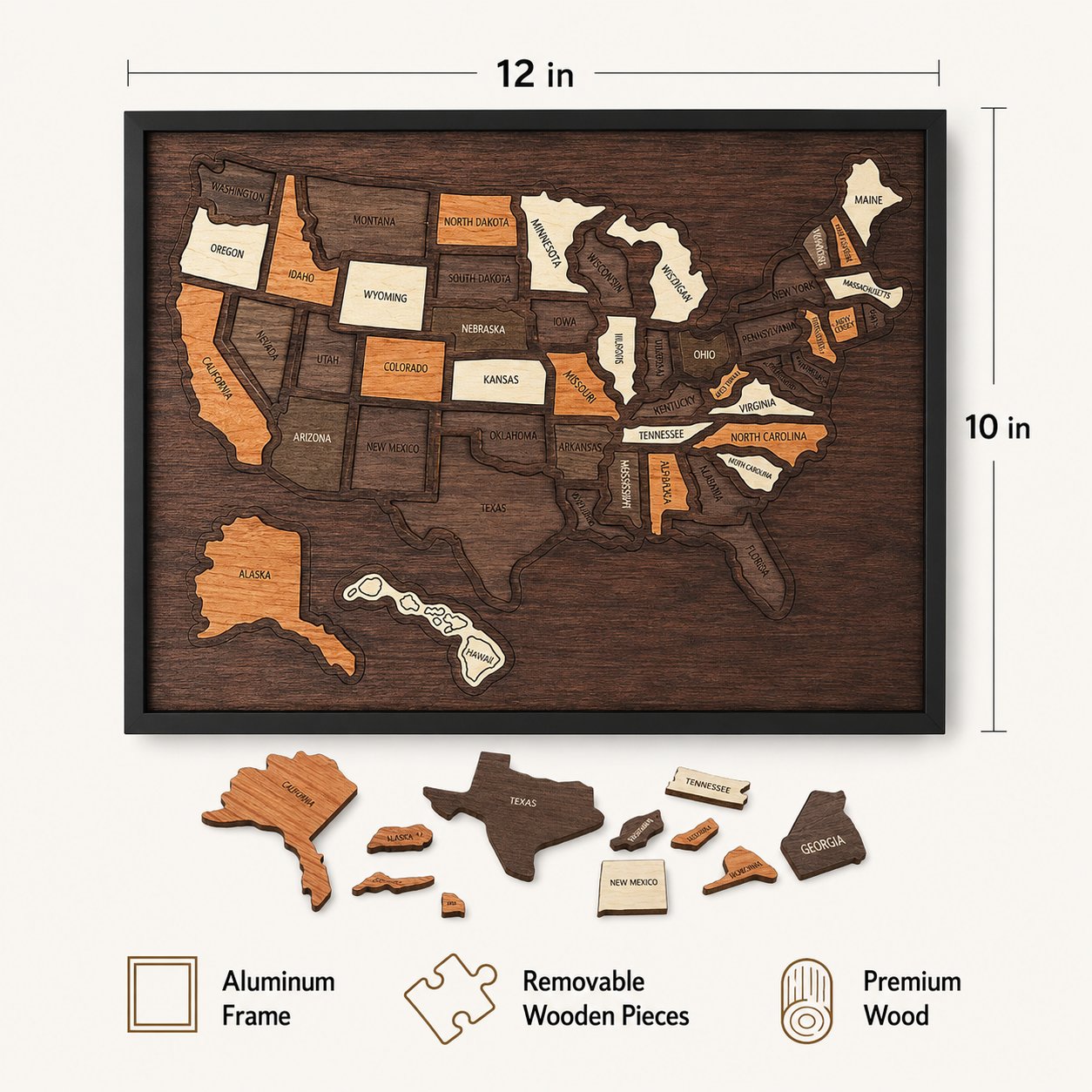 🗺️ Wooden US Travel Map | Removable State Puzzle to Track Your Road Trip Adventures! ✈️