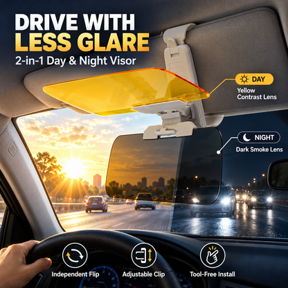 ☀️ 2-in-1 Day & Night Anti-Glare Car Visor Extender