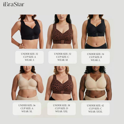 Cross Back Front Closure Wireless Posture Support Bra