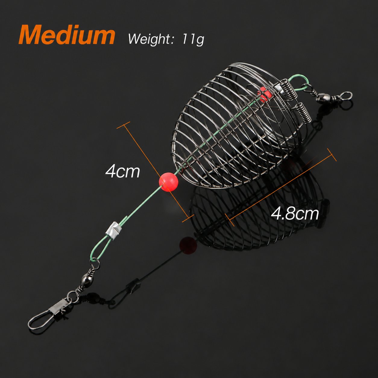 Stainless Steel Fishing Bait Cage Trap Basket Feeder Holder- Fishing Rig Attachment