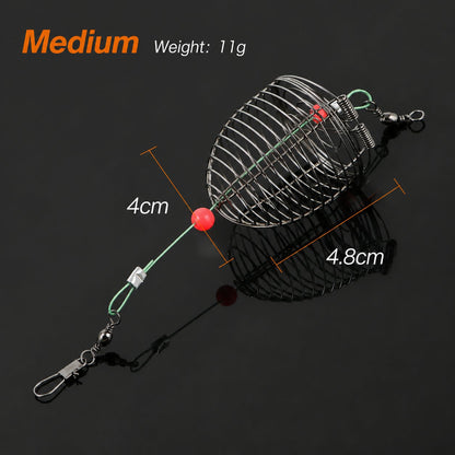 Stainless Steel Fishing Bait Cage Trap Basket Feeder Holder- Fishing Rig Attachment