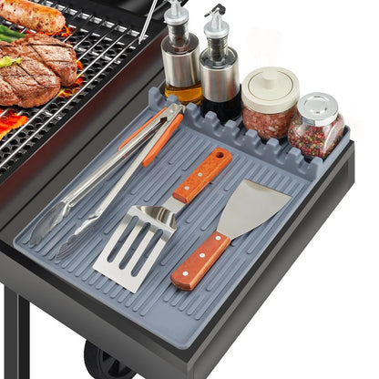 Silicone Grill Side Shelf Mat – Heat Resistant BBQ Tool Organizer