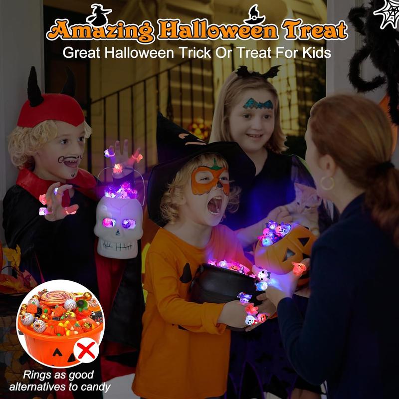 🎃Glow Halloween Rings 50 Pack - Flashing LED Party Favors for Kids