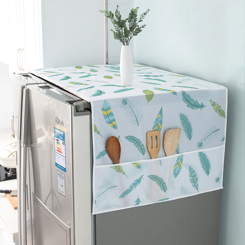 🌸 Waterproof Print Fridge Dust Cover with Storage Pockets, 3 Sizes for Fridge & Microwave