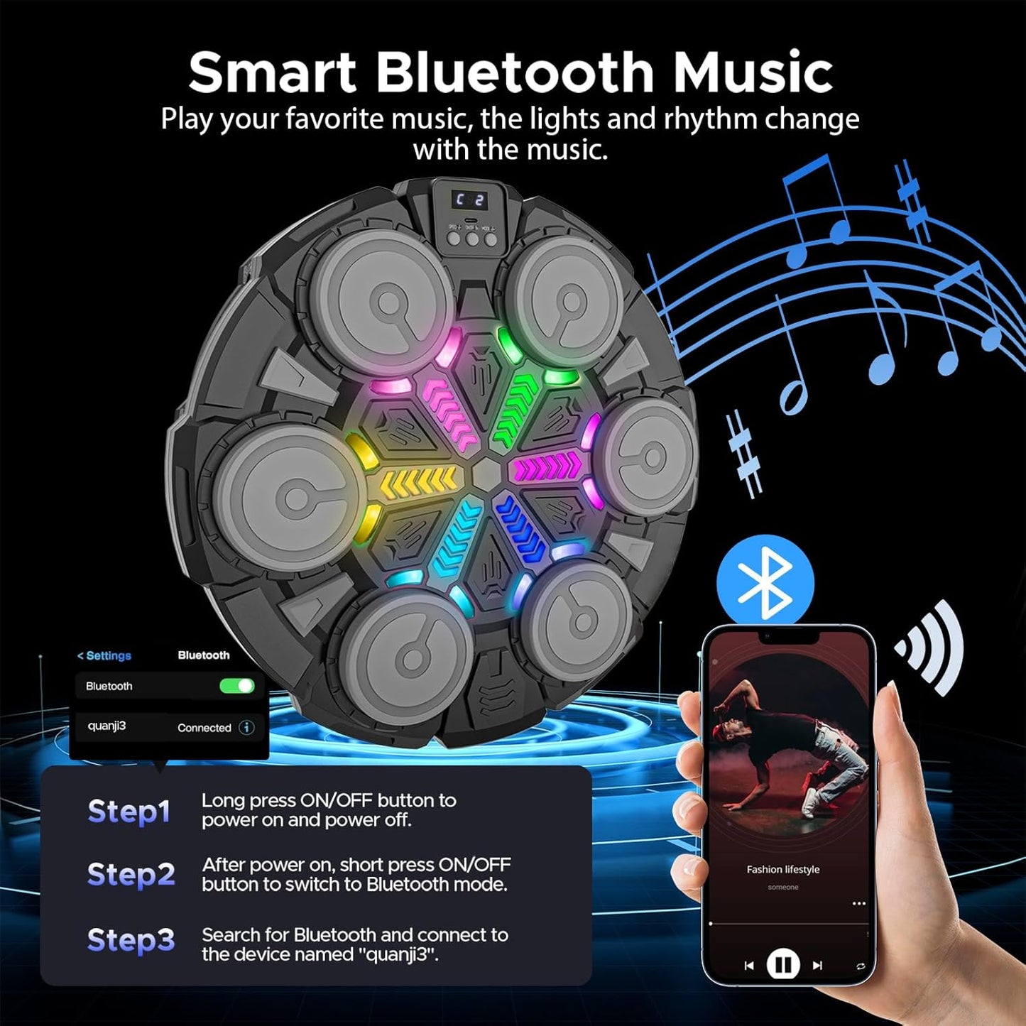 Smart Music Boxing Training Machine with Boxing Gloves, Interactive Boxing Trainer, Universal for Adults & Kids