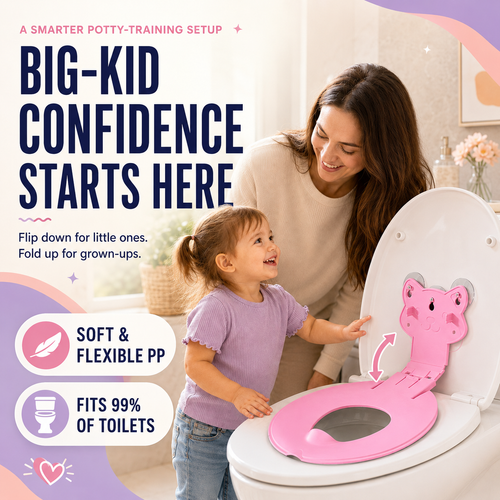 🐻 Flip-Down Toddler Toilet Training Seat – Cleaner, Easier Potty Training！！！