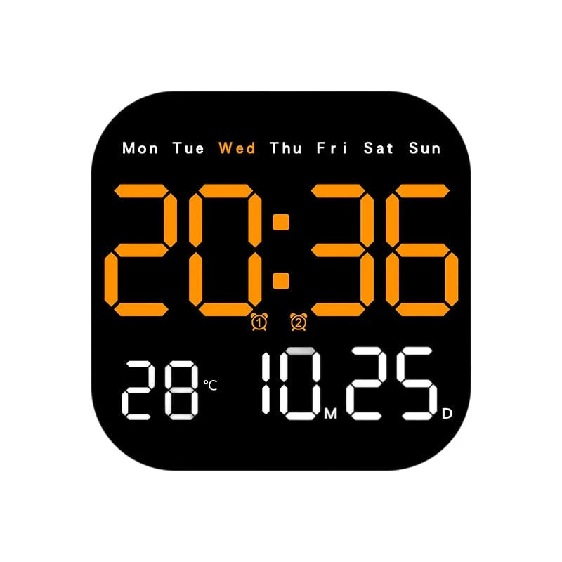 49% OFF ⏰ Modern Multifunctional Digital Clock ✅ Remote Control Adjustable Brightness | Wall Mount/Desk Stand Clock with Date & Temperature