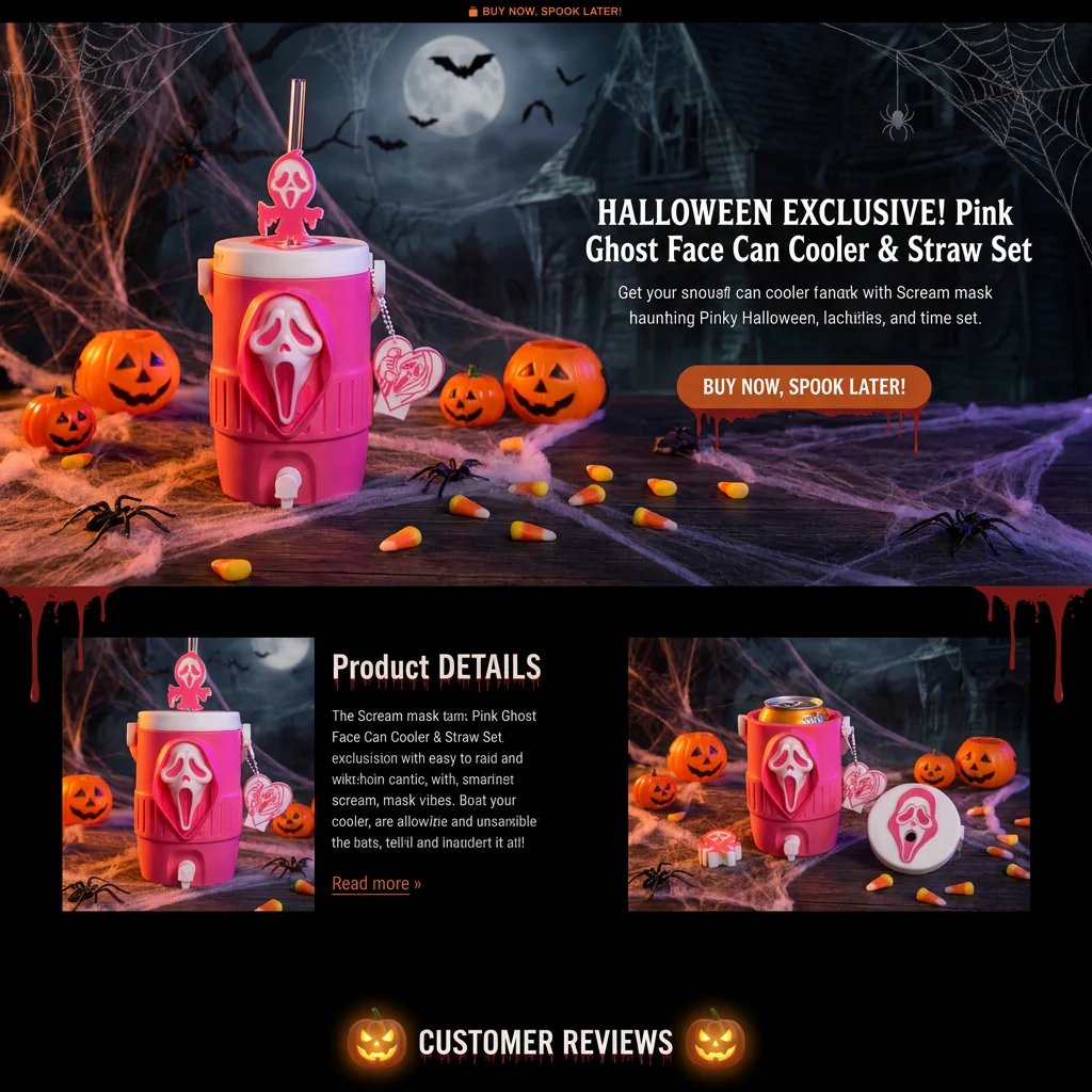 🎃3D Scream Ghost Face Portable Handle Tumbler – Gothic Horror Aesthetic Cup Full Listing