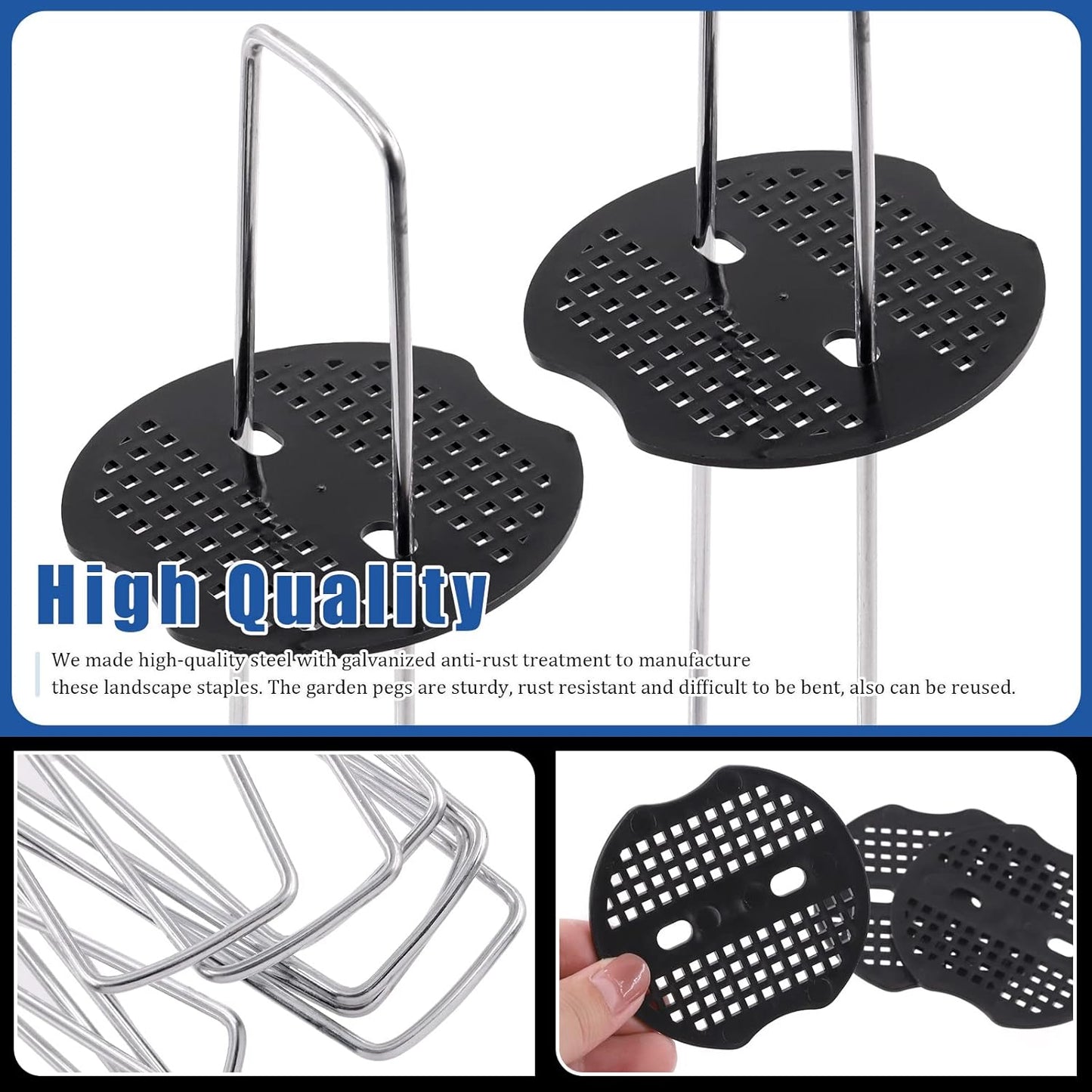 🚙50-Piece Garden Ground Stake Set——Pack of 50 U-Shaped Ground Stakes