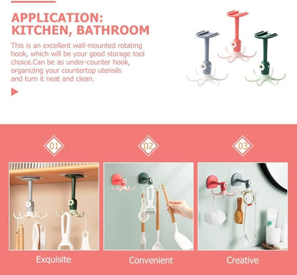 🪝Drill-free 360° rotating octopus hook🐙