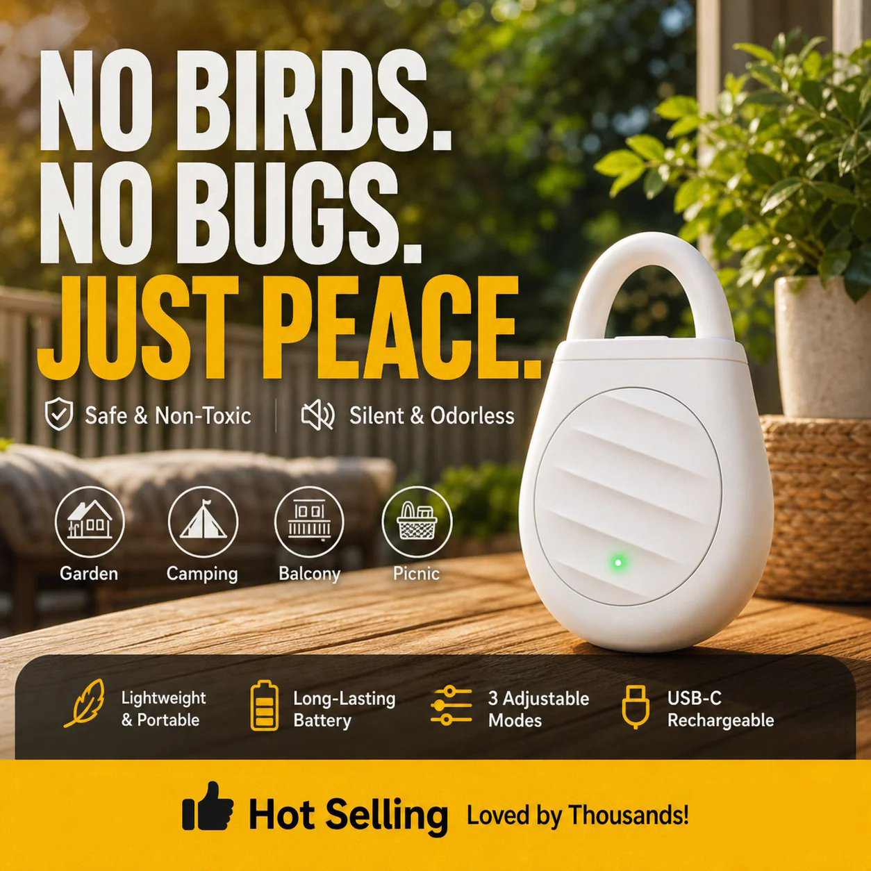 🔥Limited time offer Buy 3 get 2 free！🐦No more trouble from birds, beasts and locusts！Portable Ultrasonic Bird Repellent Keychain