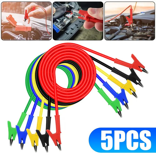 Brand New 2026✨5Pcs Alligator Clips Test Leads Set - 3.3Ft Dual Ended Crocodile Wire Cable,Jumper Wires with Pure Copper Clips,Flexible Copper Cable,for Electrical Testing,Car Repair