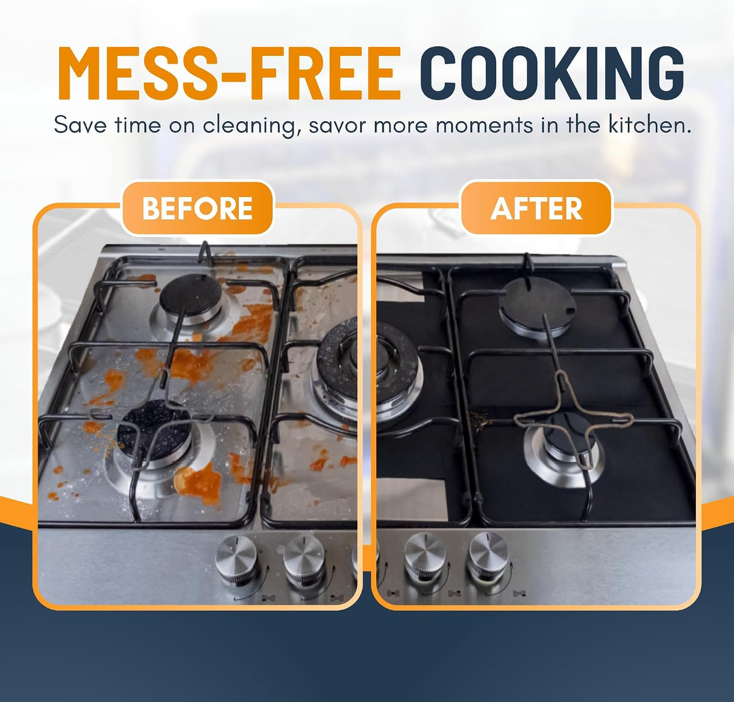 🥘 Reusable Gas Stove Burner Liners♻️ (Set of 4)