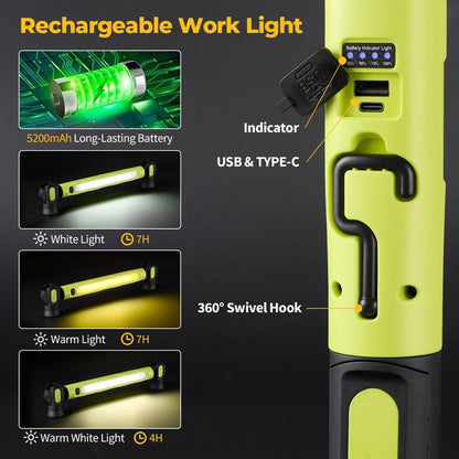 🔥Under Hood Work Light Bar, 3000LM LED Magnetic Light Bar with Hooks, 5200mAh