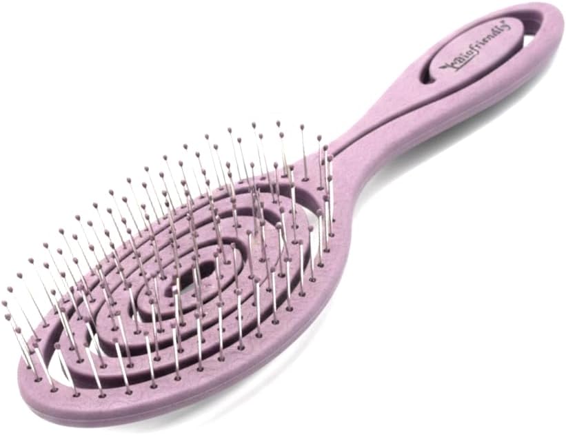 Eco Friendly Straw Hairbrush, Flexible Soft Pin Bristles, Detangling Wet/Dry Hair, Head Massaging Pro (Oatmeal)