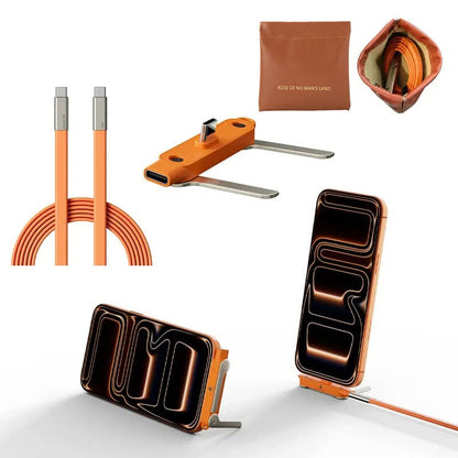 240W Super Fast Charging 360° Rotating Invisible Stand Detachable Two-in-One Charging Cable, Zinc Alloy Silicone Type-C Cable compatible with Apple and Samsung, essential for gaming, office, and car use | Bestselling cutting-edge technology