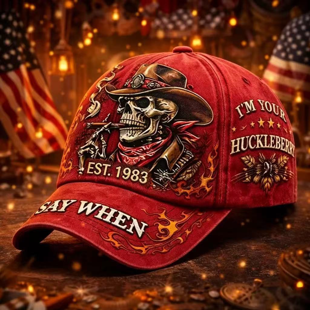 🤠🔥 Retro Western Cowboy Skull Embroidered Baseball Cap | Vintage Style for Everyday Wear
