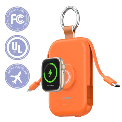 🔥5000mAh Portable Charger Power Bank with Built-in Cables Travel Keychain Battery Pack