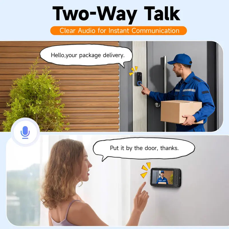 Two way talk wireless video doorbell