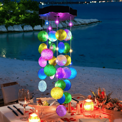 ✨Summer Garden Decor✨Colorful Solar Outdoor Shell Wind Chime Hanging Light!